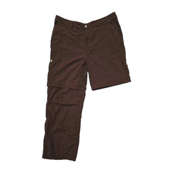 Under Armour Convertible Pants Men's 40x32 Brown Nylon Ripstop 7 Pocket Gorpcore - Picture 2 of 12
